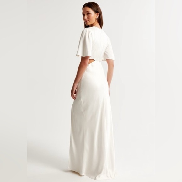Abercrombie & Fitch Angel Sleeve O-Ring Cutout Maxi Dress XS Fairy Wedding - Picture 2 of 16